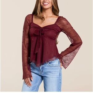 Elegant Burgundy Lace Top